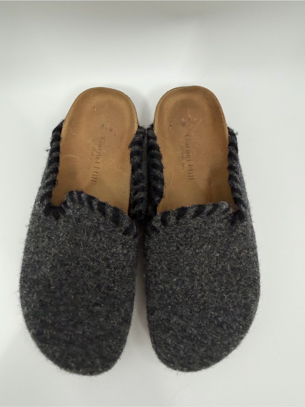 Garnet Hill Gray Wool Slip On Mules - Picture 2 of 5